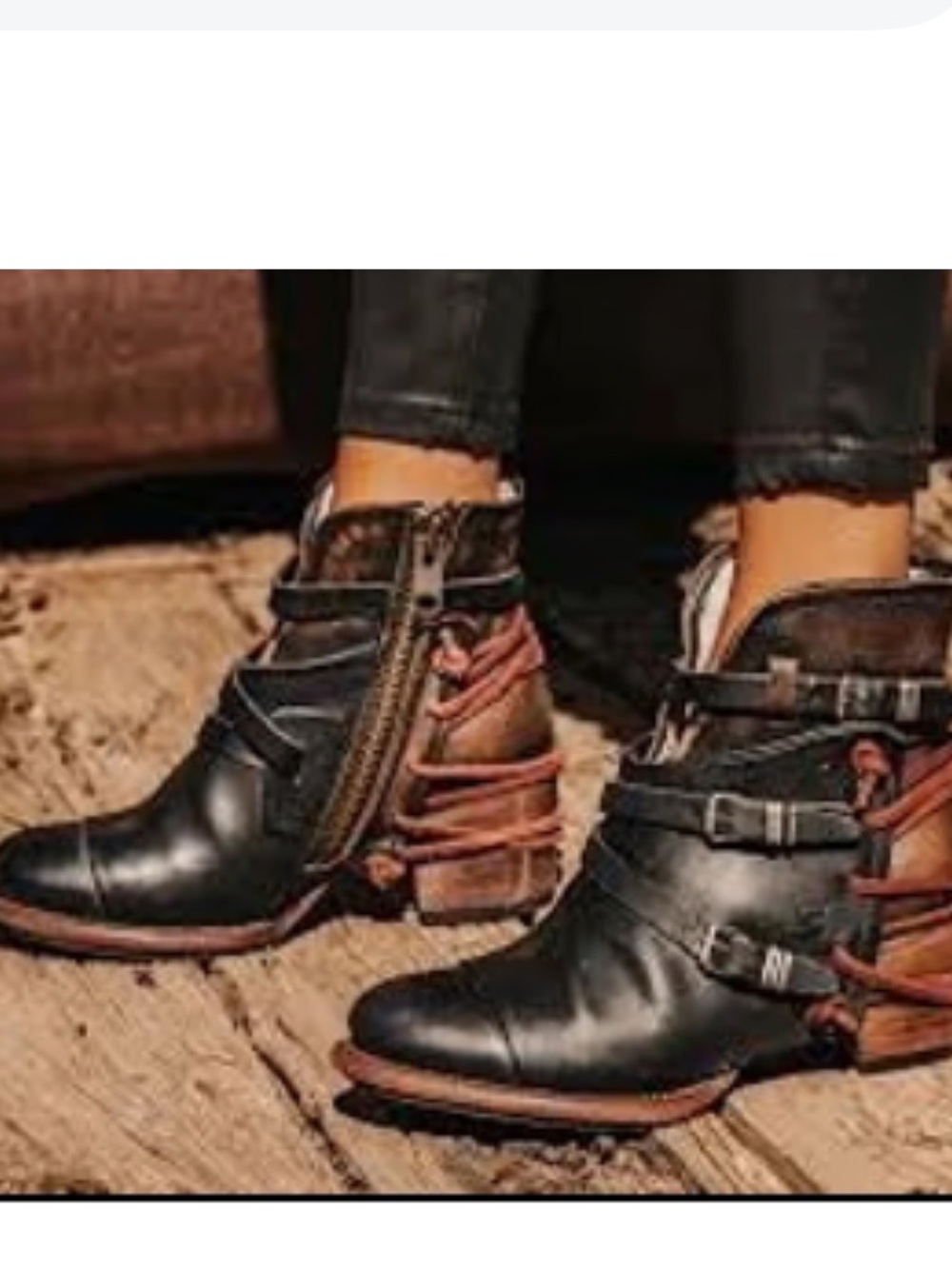 Freebird By Steven Crue Black Leather Distressed Buckle Ankle Boots Size 9 - Picture 2 of 10